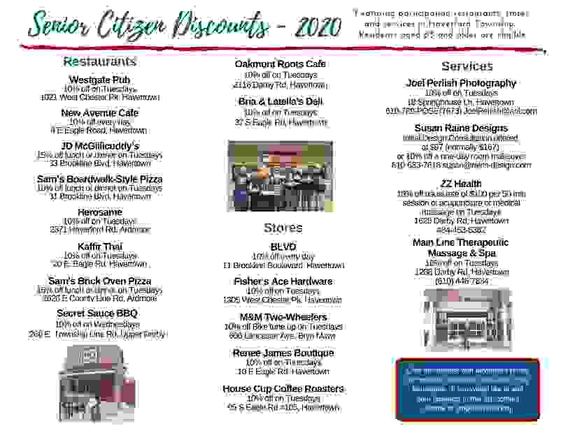 Senior Citizen Discounts | Discover Haverford